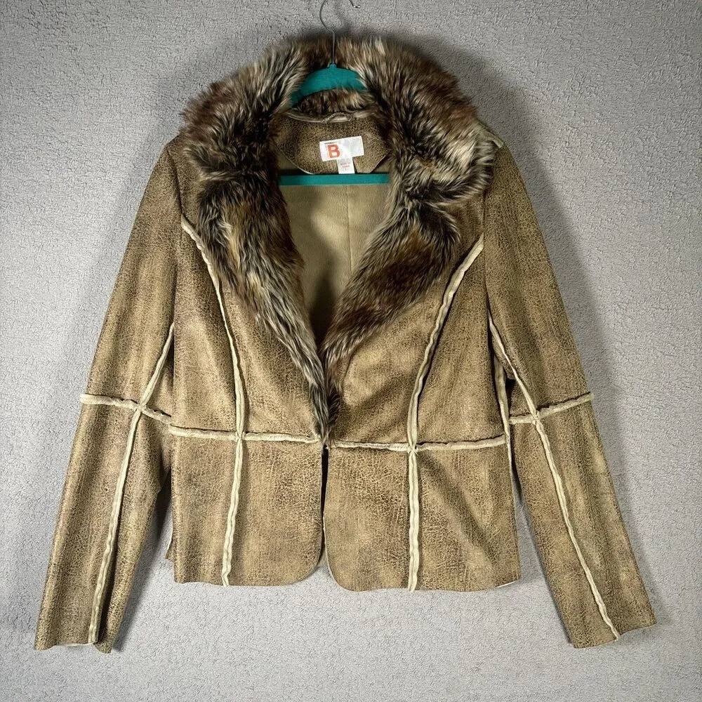 Bernardo‎ Collection Faux Fur Trimmed Women’s Jacket Size Large Fur Lined 70s